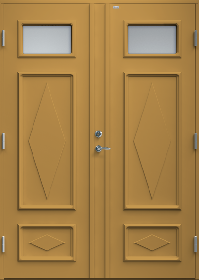 Ockragul ytterdörr Britta par glas